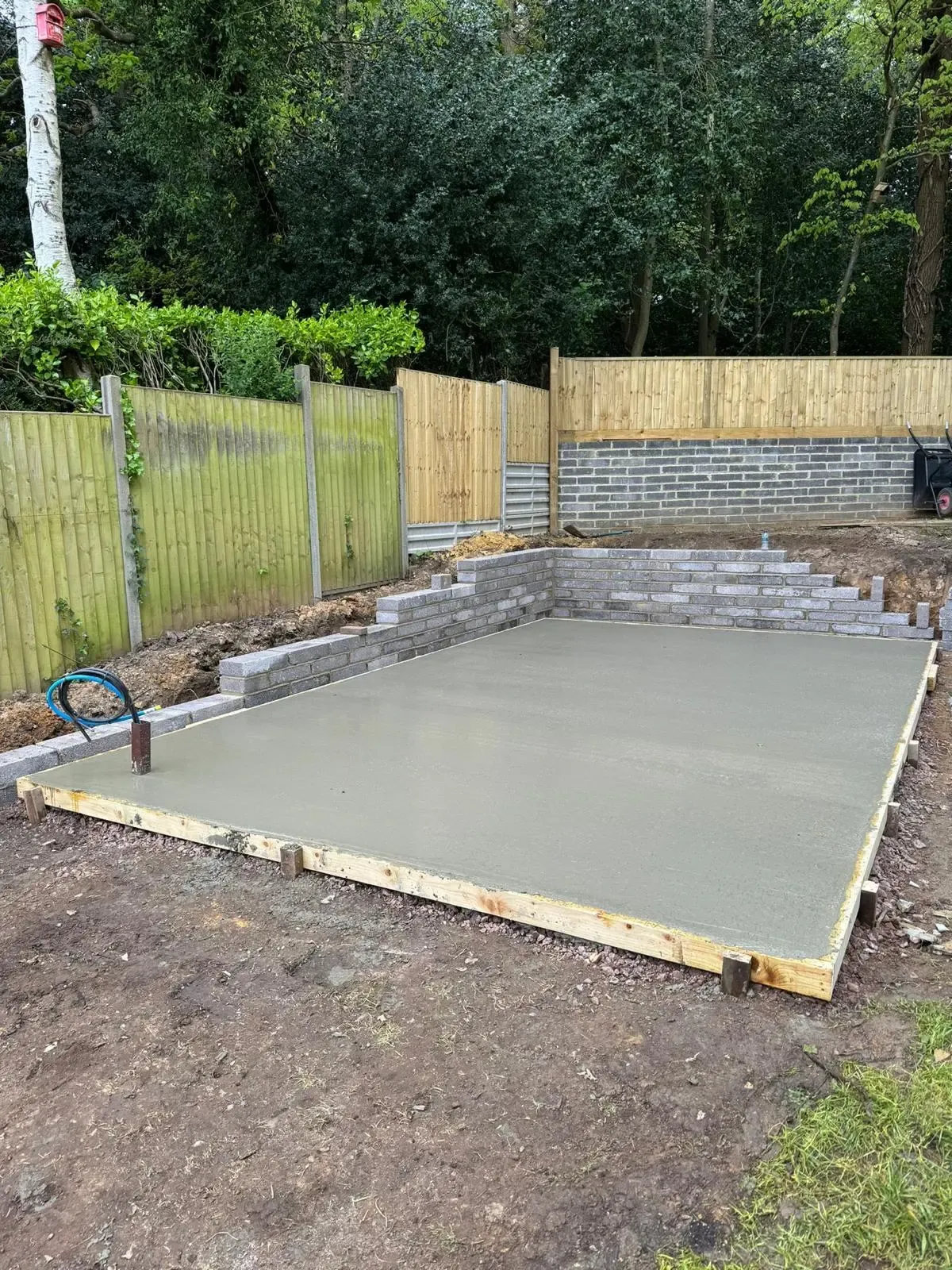 Concrete garage foundation installed by JustBases